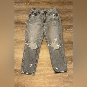 American Eagle Outfitters Gray Boyfriend Jeans Distressed, Cropped